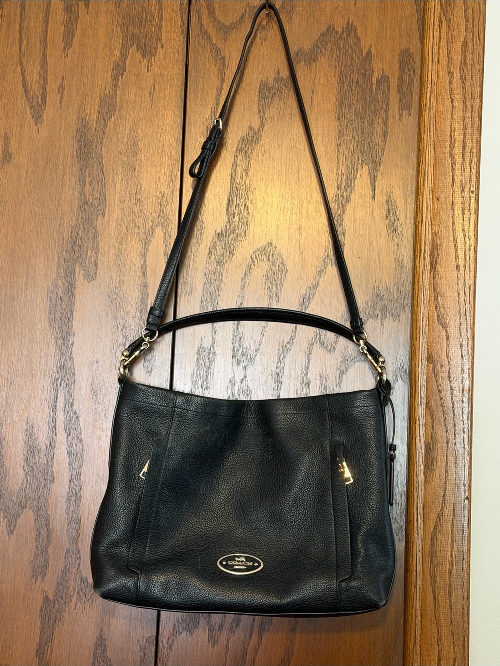 Coach Black Pebbled Leather Shoulder Bag with Silver Hardware - Picture 5 of 6